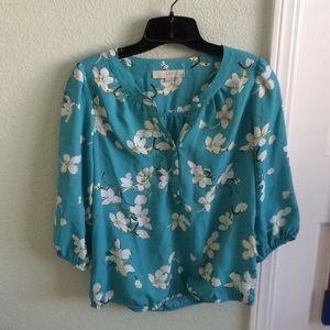 Blue floral dress shirt from Loft